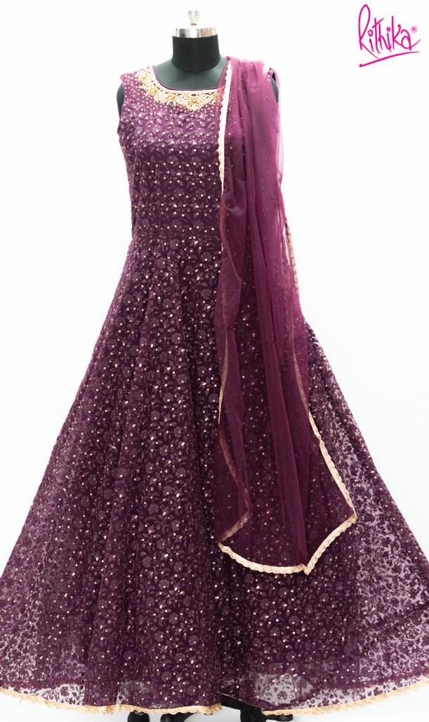 wine colour anarkali